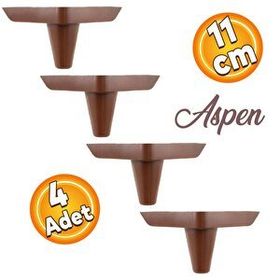 Badem10 11 cm Kahverengi Ahşap Desenli Baza Ayak Aspen Lüks Mobilya Kanepe Sehpa Puf Koltuk Ayağı