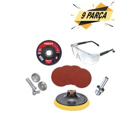 Badem10 115 mm 9 Parça Spiral Avuç Içi Taşlama Makinesi Cırt Zımpara