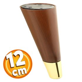 Badem10 12 cm Kahverengi Ahşap Desenli Gold Konik Mobilya Ayağı