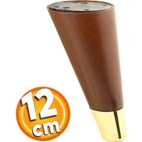Badem10 12 cm Kahverengi Ahşap Desenli Gold Konik Mobilya Ayağı