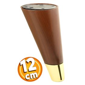 Badem10 12 cm Kahverengi Ahşap Desenli Gold Konik Mobilya Ayağı