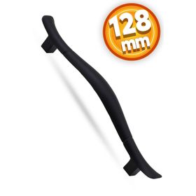 Badem10 128 mm Mat Siyah Metal Kulp Orkide Çekmece Dolap Kapak Kulbu