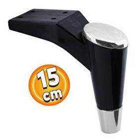 Badem10 15 cm Siyah-Krom Mobilya Ayağı