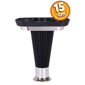 Badem10 15 cm Siyah-Krom Mobilya Ayağı