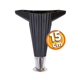 Badem10 15 cm Siyah-Krom Mobilya Ayağı