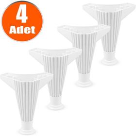 Badem10 17 cm Beyaz Baza Ayak 4 Adet Mobilya Kanepe Koltuk Ünite Puf Ayağı