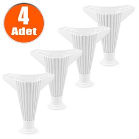 Badem10 17 cm Beyaz Baza Ayak 4 Adet Mobilya Kanepe Koltuk Ünite Puf Ayağı