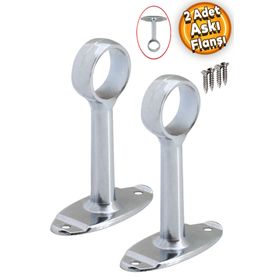 Badem10 2 Adet Askı Flanşı Kapalı Ağız Daire Yuvarlak Ayaklı Dolap Elbise Askı Aparatı Boru Tutucu