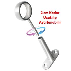 Badem10 2 Adet Askı Flanşı Krom Ayarlanabilir Yuvarlak Dolap Elbise Askı Aparatı