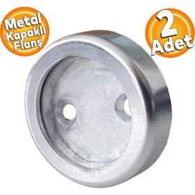 Badem10 2 Adet Askı Flanşı Metal Kapaklı Flanş Krom Yuvarlak Dolap Elbise Askı Aparatı