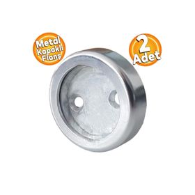 Badem10 2 Adet Askı Flanşı Metal Kapaklı Flanş Krom Yuvarlak Dolap Elbise Askı Aparatı