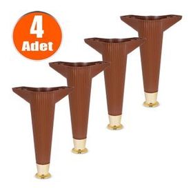Badem10 22 cm Kahverengi Baza Ayak 4 Adet Mobilya Kanepe Koltuk Sehpa Ünite Ayağı