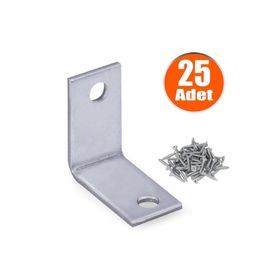 Badem10 25X25X15 mm 25 Adet Mobilya Dolap Köşe Bağlantı Sabitleme L Demir Gönye