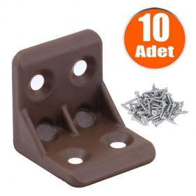 Badem10 25X25X25 mm Kahverengi 10 Adet Mobilya Dolap Köşe Bağlantı Sabitleme L Gönye