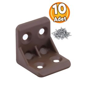 Badem10 25X25X25 mm Kahverengi 10 Adet Mobilya Dolap Köşe Bağlantı Sabitleme L Gönye