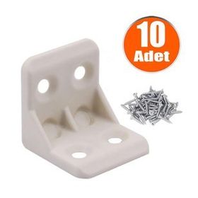 Badem10 25X25X25 mm Krem 10 Adet Mobilya Dolap Köşe Bağlantı Sabitleme L Gönye