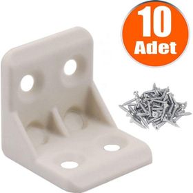 Badem10 25X25X25 mm Krem 10 Adet Mobilya Dolap Köşe Bağlantı Sabitleme L Gönye