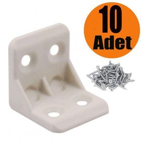Badem10 25X25X25 mm Krem 10 Adet Mobilya Dolap Köşe Bağlantı Sabitleme L Gönye