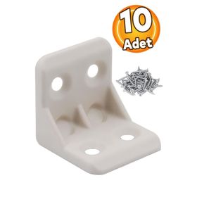 Badem10 25X25X25 mm Krem 10 Adet Mobilya Dolap Köşe Bağlantı Sabitleme L Gönye