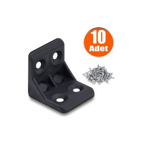 Badem10 25x25x25 mm Siyah 10 Adet Mobilya Dolap Köşe Bağlantı Sabitleme L Gönye