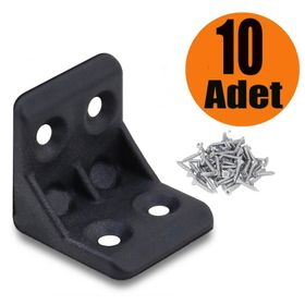 Badem10 25x25x25 mm Siyah 10 Adet Mobilya Dolap Köşe Bağlantı Sabitleme L Gönye