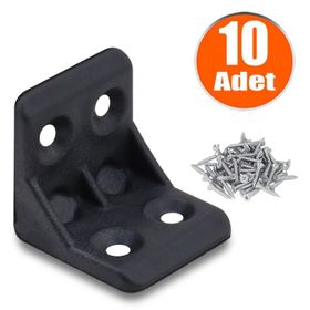 Badem10 25x25x25 mm Siyah 10 Adet Mobilya Dolap Köşe Bağlantı Sabitleme L Gönye
