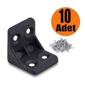 Badem10 25x25x25 mm Siyah 10 Adet Mobilya Dolap Köşe Bağlantı Sabitleme L Gönye