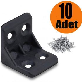 Badem10 25x25x25 mm Siyah 10 Adet Mobilya Dolap Köşe Bağlantı Sabitleme L Gönye