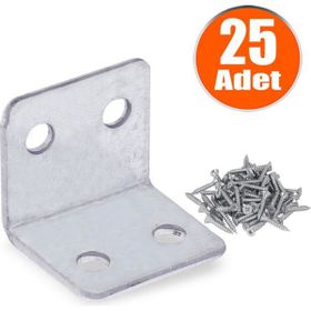 Badem10 25x25x30 mm 25 Adet Mobilya Dolap Köşe Bağlantı Sabitleme L Demir Gönye