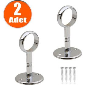 Badem10 2x Askı Flanşı Açık Ağız Daire Dolap Elbise Askı Aparatı Boru Tutucu