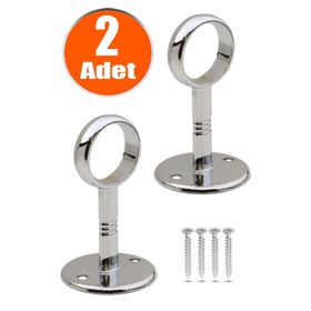 Badem10 2x Askı Flanşı Açık Ağız Daire Dolap Elbise Askı Aparatı Boru Tutucu