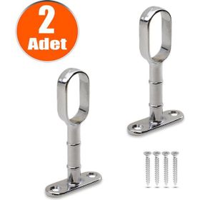 Badem10 2x Askı Flanşı Açık Ağız Oval Dolap Elbise Askı Aparatı Boru Tutucu