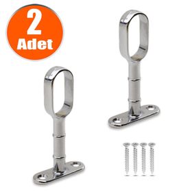 Badem10 2x Askı Flanşı Açık Ağız Oval Dolap Elbise Askı Aparatı Boru Tutucu