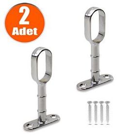 Badem10 2x Askı Flanşı Açık Ağız Oval Dolap Elbise Askı Aparatı Boru Tutucu