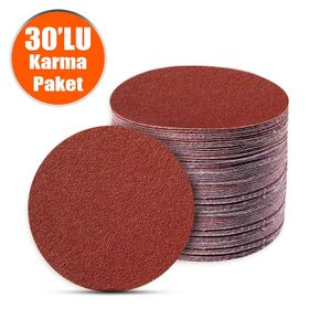 Badem10 30 Adet 125 mm Spiral Avuç Taşlama Kırmızı Kiraz Cırt Zımpara