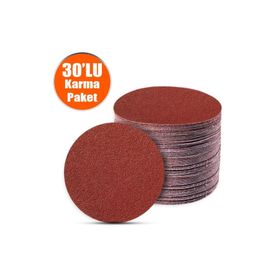 Badem10 30 Adet 125 mm Spiral Avuç Taşlama Kırmızı Kiraz Cırt Zımpara