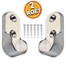 Badem10 30 mm 2 Adet Flanşı Oval Dolap Krom Elbise Askı Aparatı
