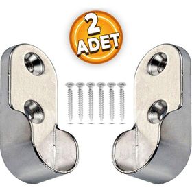 Badem10 30 mm 2 Adet Flanşı Oval Dolap Krom Elbise Askı Aparatı