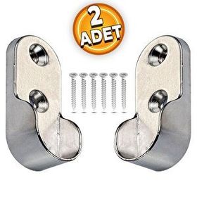 Badem10 30 mm 2 Adet Flanşı Oval Dolap Krom Elbise Askı Aparatı