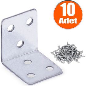 Badem10 35x35x30 mm 10 Adet Mobilya Dolap Köşe Bağlantı Sabitleme L Demir Gönye