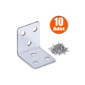 Badem10 35x35x30 mm 10 Adet Mobilya Dolap Köşe Bağlantı Sabitleme L Demir Gönye