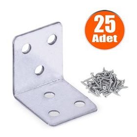 Badem10 35X35X30 mm 25 Adet Mobilya Dolap Köşe Bağlantı Sabitleme L Demir Gönye