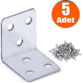 Badem10 35x35x30 mm 5 Adet Mobilya Dolap Köşe Bağlantı Sabitleme L Demir Gönye