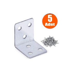 Badem10 35x35x30 mm 5 Adet Mobilya Dolap Köşe Bağlantı Sabitleme L Demir Gönye