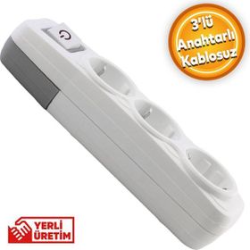 Badem10 3'lü Anahtarlı Klemensli Kablosuz Başlık Piriz