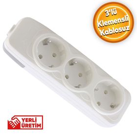 Badem10 3'lü Anahtarsız Klemensli Kablosuz Başlık Piriz