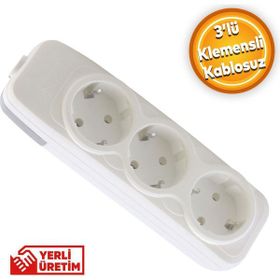 Badem10 3'lü Anahtarsız Klemensli Kablosuz Başlık Piriz
