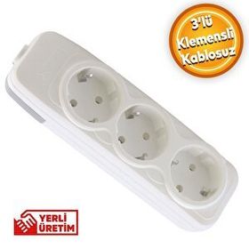 Badem10 3'lü Anahtarsız Klemensli Kablosuz Başlık Piriz