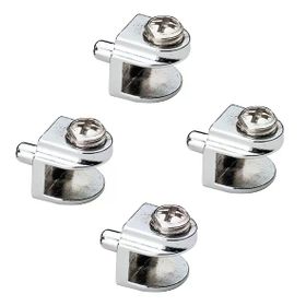 Badem10 4 Adet Cam Raf Tutucu Metal Cam Etejer Pimli Krom Metal Vidalı
