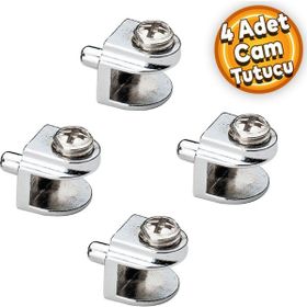 Badem10 4 Adet Cam Raf Tutucu Metal Cam Etejer Pimli Krom Metal Vidalı